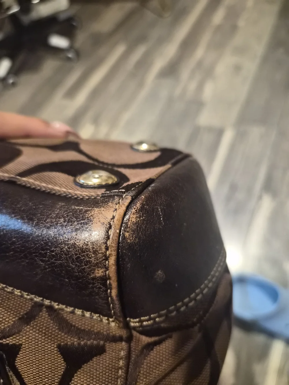 Classic Brown COACH Signature-Pattern Shoulder Bag